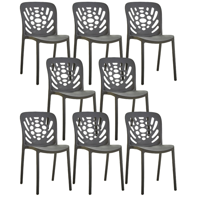 Glam Style Plastic Stackable Side Chair Matte Finish Dining Chair for Home Use Black Open 8 Piece Set Clearhalo ' kitchen&dining_furn' 'Dining Chairs' 'Dining Tables & Seating' 'dining_chair' 'furn' 'furn_dining_chair' 'Furniture' 'furniture_dining_chair' 'Kitchen & Dining Furniture' 'kitchen' 3574153