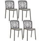 Glam Style Plastic Stackable Side Chair Matte Finish Dining Chair for Home Use Grey Open 4 Piece Set Clearhalo ' kitchen&dining_furn' 'Dining Chairs' 'Dining Tables & Seating' 'dining_chair' 'furn' 'furn_dining_chair' 'Furniture' 'furniture_dining_chair' 'Kitchen & Dining Furniture' 'kitchen' 3574156