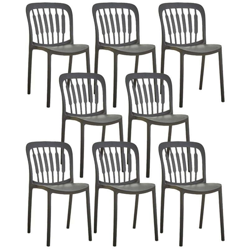 Glam Style Plastic Stackable Side Chair Matte Finish Dining Chair for Home Use Black Slat Back 8 Piece Set Clearhalo ' kitchen&dining_furn' 'Dining Chairs' 'Dining Tables & Seating' 'dining_chair' 'furn' 'furn_dining_chair' 'Furniture' 'furniture_dining_chair' 'Kitchen & Dining Furniture' 'kitchen' 3574159