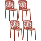 Glam Style Plastic Stackable Side Chair Matte Finish Dining Chair for Home Use Red Open 4 Piece Set Clearhalo ' kitchen&dining_furn' 'Dining Chairs' 'Dining Tables & Seating' 'dining_chair' 'furn' 'furn_dining_chair' 'Furniture' 'furniture_dining_chair' 'Kitchen & Dining Furniture' 'kitchen' 3574160