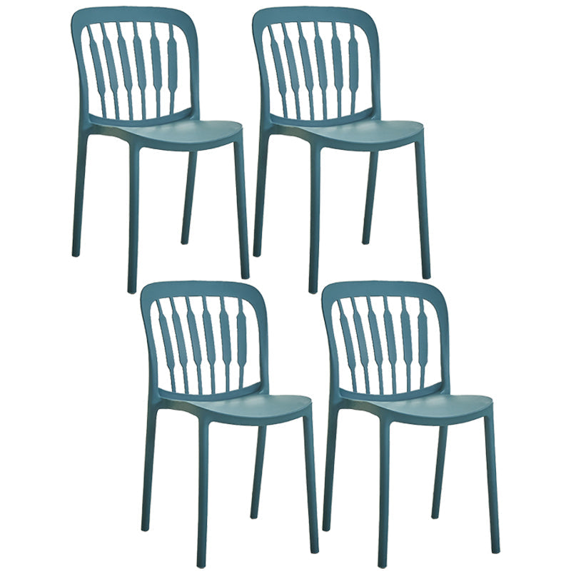 Glam Style Plastic Stackable Side Chair Matte Finish Dining Chair for Home Use Blue Slat Back 4 Piece Set Clearhalo ' kitchen&dining_furn' 'Dining Chairs' 'Dining Tables & Seating' 'dining_chair' 'furn' 'furn_dining_chair' 'Furniture' 'furniture_dining_chair' 'Kitchen & Dining Furniture' 'kitchen' 3574164