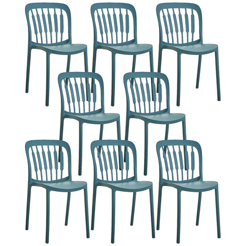 Glam Style Plastic Stackable Side Chair Matte Finish Dining Chair for Home Use Blue Slat Back 8 Piece Set Clearhalo ' kitchen&dining_furn' 'Dining Chairs' 'Dining Tables & Seating' 'dining_chair' 'furn' 'furn_dining_chair' 'Furniture' 'furniture_dining_chair' 'Kitchen & Dining Furniture' 'kitchen' 3574165