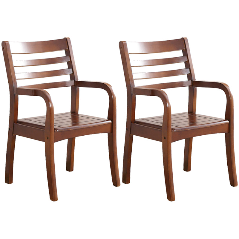 Traditional 20'' Wide Wood Dining Arm Chair Ladder Back Chair for Home Use Walnut 2 Piece Set Clearhalo ' kitchen&dining_furn' 'Dining Chairs' 'Dining Tables & Seating' 'dining_chair' 'furn' 'furn_dining_chair' 'Furniture' 'furniture_dining_chair' 'Kitchen & Dining Furniture' 'kitchen' 3574228