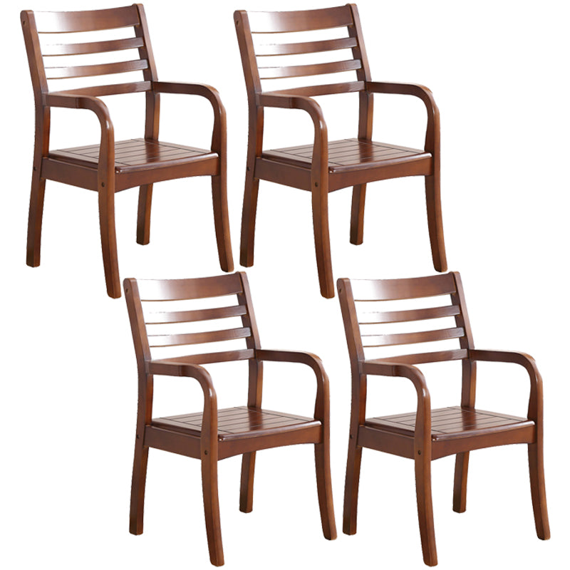 Traditional 20'' Wide Wood Dining Arm Chair Ladder Back Chair for Home Use Walnut 4 Piece Set Clearhalo ' kitchen&dining_furn' 'Dining Chairs' 'Dining Tables & Seating' 'dining_chair' 'furn' 'furn_dining_chair' 'Furniture' 'furniture_dining_chair' 'Kitchen & Dining Furniture' 'kitchen' 3574229