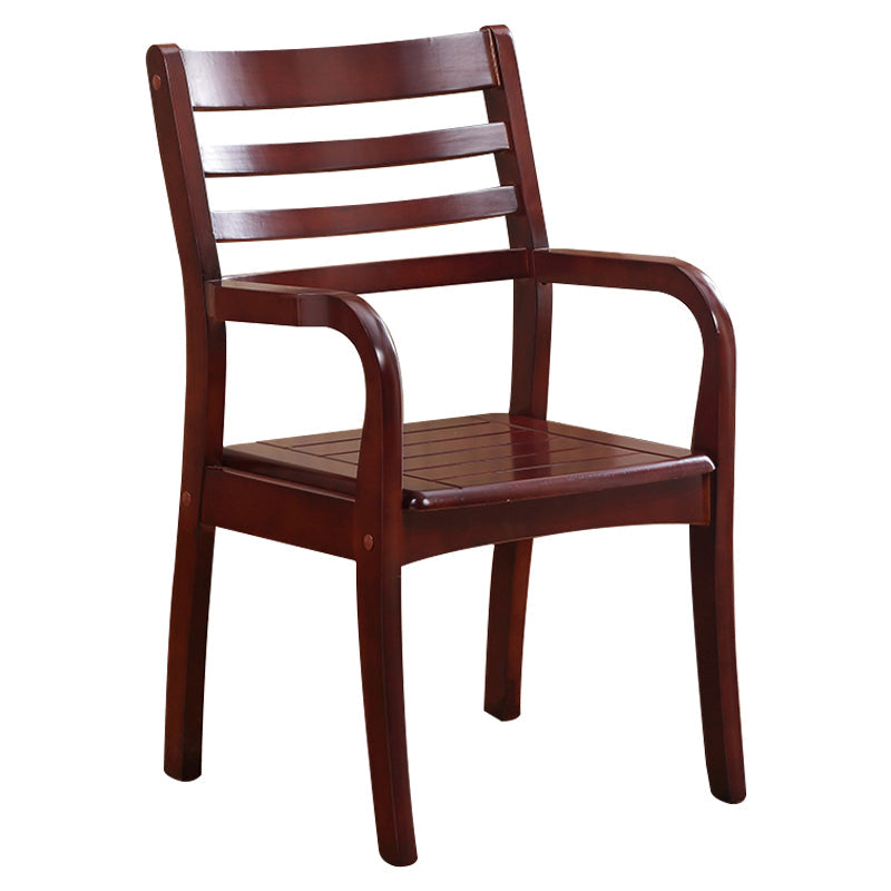 Traditional 20'' Wide Wood Dining Arm Chair Ladder Back Chair for Home Use Red Brown 1 Piece Clearhalo ' kitchen&dining_furn' 'Dining Chairs' 'Dining Tables & Seating' 'dining_chair' 'furn' 'furn_dining_chair' 'Furniture' 'furniture_dining_chair' 'Kitchen & Dining Furniture' 'kitchen' 3574232