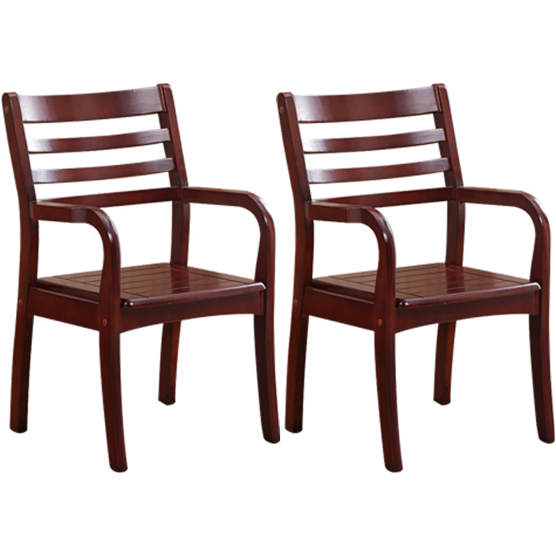 Traditional 20'' Wide Wood Dining Arm Chair Ladder Back Chair for Home Use Red Brown 2 Piece Set Clearhalo ' kitchen&dining_furn' 'Dining Chairs' 'Dining Tables & Seating' 'dining_chair' 'furn' 'furn_dining_chair' 'Furniture' 'furniture_dining_chair' 'Kitchen & Dining Furniture' 'kitchen' 3574233