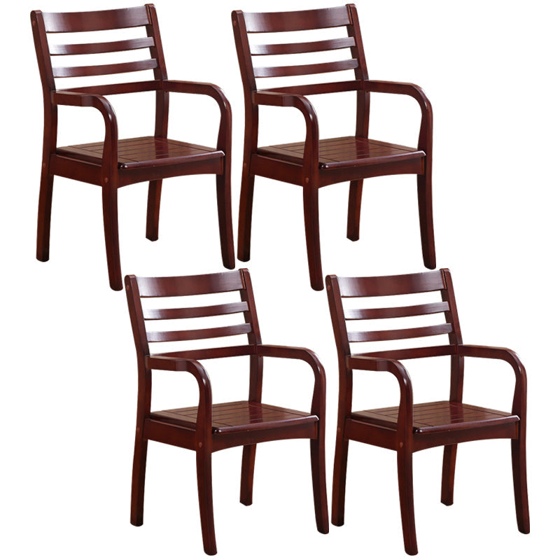 Traditional 20'' Wide Wood Dining Arm Chair Ladder Back Chair for Home Use Red Brown 4 Piece Set Clearhalo ' kitchen&dining_furn' 'Dining Chairs' 'Dining Tables & Seating' 'dining_chair' 'furn' 'furn_dining_chair' 'Furniture' 'furniture_dining_chair' 'Kitchen & Dining Furniture' 'kitchen' 3574235