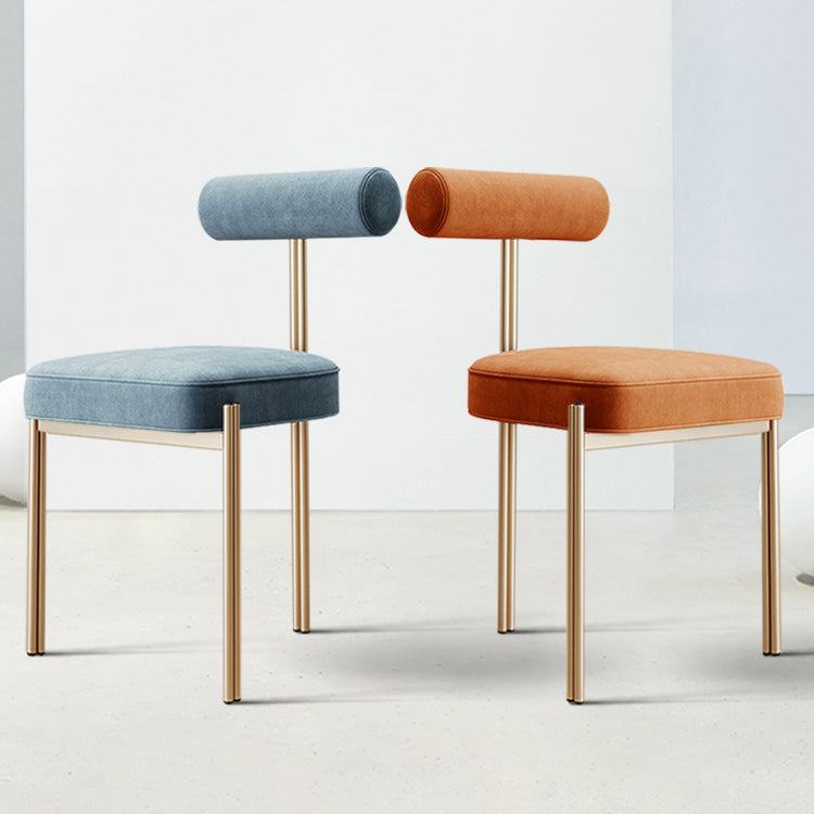 Nordic Flannelette Chair with Metal Base 32"H Open Back Dining Side Chair for Restaurant Clearhalo ' kitchen&dining_furn' 'Dining Chairs' 'Dining Tables & Seating' 'dining_chair' 'furn' 'furn_dining_chair' 'Furniture' 'furniture_dining_chair' 'Kitchen & Dining Furniture' 'kitchen' 3574253