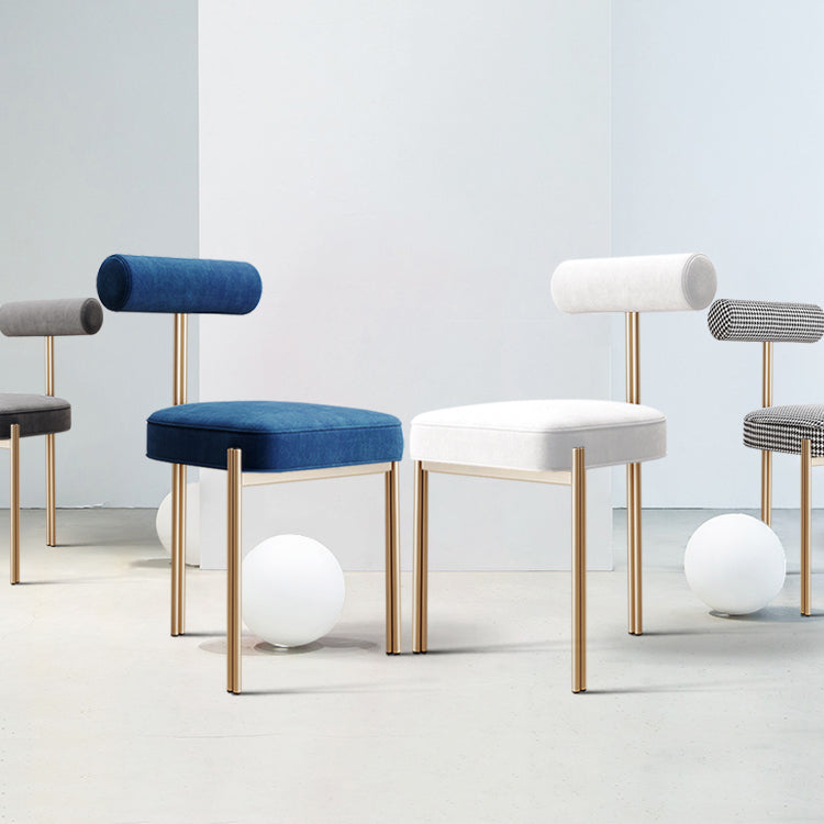 Nordic Flannelette Chair with Metal Base 32"H Open Back Dining Side Chair for Restaurant Clearhalo ' kitchen&dining_furn' 'Dining Chairs' 'Dining Tables & Seating' 'dining_chair' 'furn' 'furn_dining_chair' 'Furniture' 'furniture_dining_chair' 'Kitchen & Dining Furniture' 'kitchen' 3574256