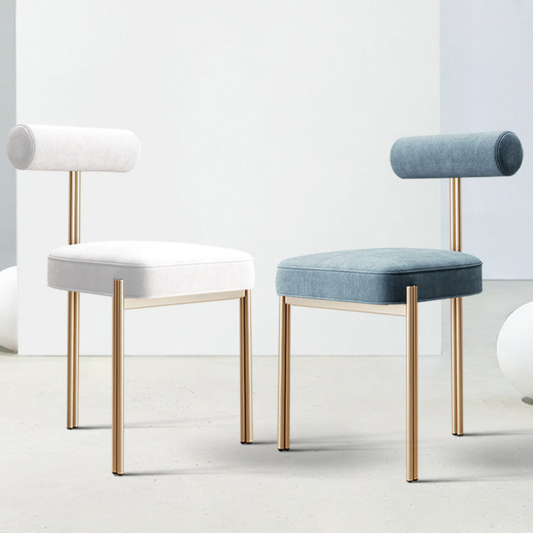 Nordic Flannelette Chair with Metal Base 32"H Open Back Dining Side Chair for Restaurant Clearhalo ' kitchen&dining_furn' 'Dining Chairs' 'Dining Tables & Seating' 'dining_chair' 'furn' 'furn_dining_chair' 'Furniture' 'furniture_dining_chair' 'Kitchen & Dining Furniture' 'kitchen' 3574257