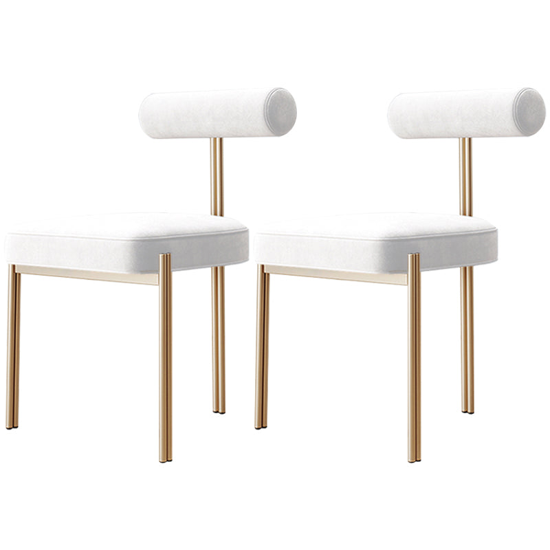 Nordic Flannelette Chair with Metal Base 32"H Open Back Dining Side Chair for Restaurant White 2 Piece Set Brass Gold Clearhalo ' kitchen&dining_furn' 'Dining Chairs' 'Dining Tables & Seating' 'dining_chair' 'furn' 'furn_dining_chair' 'Furniture' 'furniture_dining_chair' 'Kitchen & Dining Furniture' 'kitchen' 3574261