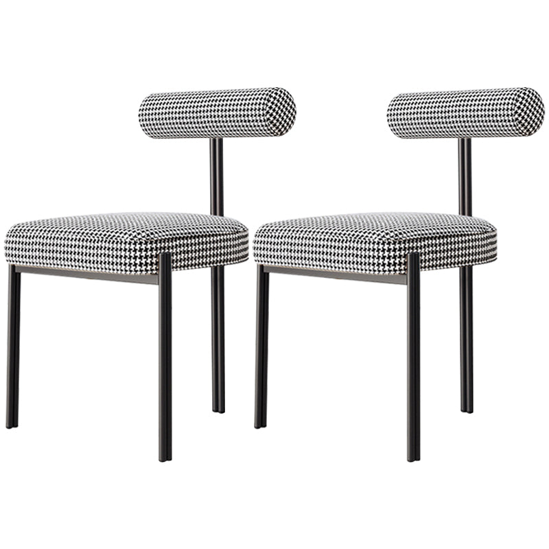 Nordic Flannelette Chair with Metal Base 32"H Open Back Dining Side Chair for Restaurant Black White 2 Piece Set Black Clearhalo ' kitchen&dining_furn' 'Dining Chairs' 'Dining Tables & Seating' 'dining_chair' 'furn' 'furn_dining_chair' 'Furniture' 'furniture_dining_chair' 'Kitchen & Dining Furniture' 'kitchen' 3574268