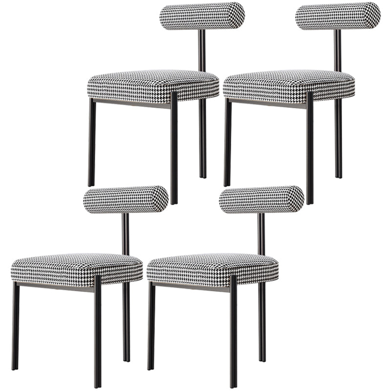 Nordic Flannelette Chair with Metal Base 32"H Open Back Dining Side Chair for Restaurant Black White 4 Piece Set Black Clearhalo ' kitchen&dining_furn' 'Dining Chairs' 'Dining Tables & Seating' 'dining_chair' 'furn' 'furn_dining_chair' 'Furniture' 'furniture_dining_chair' 'Kitchen & Dining Furniture' 'kitchen' 3574270