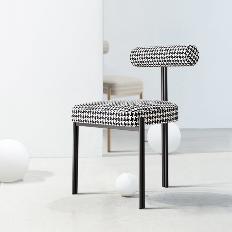 Nordic Flannelette Chair with Metal Base 32"H Open Back Dining Side Chair for Restaurant White-Black 1 Piece Black Clearhalo ' kitchen&dining_furn' 'Dining Chairs' 'Dining Tables & Seating' 'dining_chair' 'furn' 'furn_dining_chair' 'Furniture' 'furniture_dining_chair' 'Kitchen & Dining Furniture' 'kitchen' 3574271