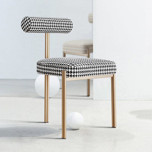 Nordic Flannelette Chair with Metal Base 32"H Open Back Dining Side Chair for Restaurant Clearhalo ' kitchen&dining_furn' 'Dining Chairs' 'Dining Tables & Seating' 'dining_chair' 'furn' 'furn_dining_chair' 'Furniture' 'furniture_dining_chair' 'Kitchen & Dining Furniture' 'kitchen' 3574272