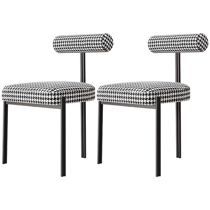 Nordic Flannelette Chair with Metal Base 32"H Open Back Dining Side Chair for Restaurant White-Black 2 Piece Set Black Clearhalo ' kitchen&dining_furn' 'Dining Chairs' 'Dining Tables & Seating' 'dining_chair' 'furn' 'furn_dining_chair' 'Furniture' 'furniture_dining_chair' 'Kitchen & Dining Furniture' 'kitchen' 3574273