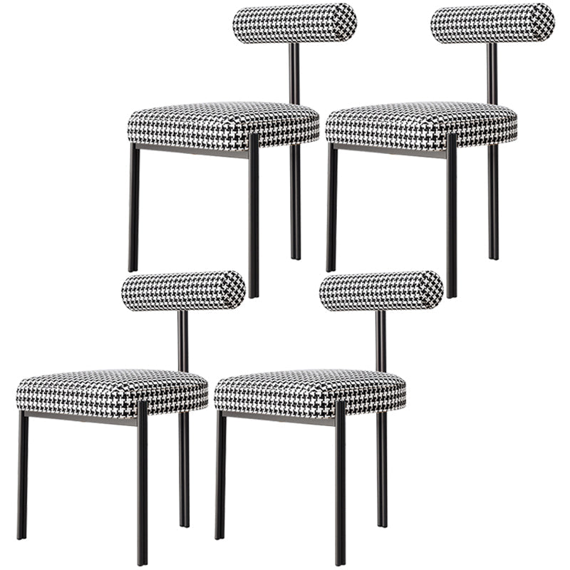 Nordic Flannelette Chair with Metal Base 32"H Open Back Dining Side Chair for Restaurant White-Black 4 Piece Set Black Clearhalo ' kitchen&dining_furn' 'Dining Chairs' 'Dining Tables & Seating' 'dining_chair' 'furn' 'furn_dining_chair' 'Furniture' 'furniture_dining_chair' 'Kitchen & Dining Furniture' 'kitchen' 3574274