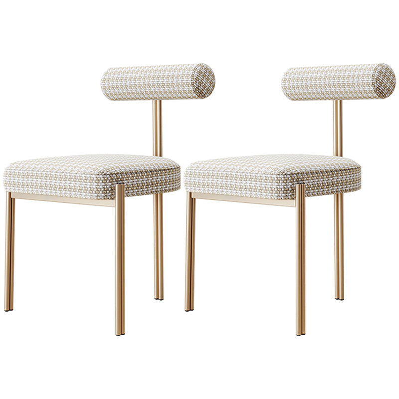 Nordic Flannelette Chair with Metal Base 32"H Open Back Dining Side Chair for Restaurant Camel 2 Piece Set Brass Gold Clearhalo ' kitchen&dining_furn' 'Dining Chairs' 'Dining Tables & Seating' 'dining_chair' 'furn' 'furn_dining_chair' 'Furniture' 'furniture_dining_chair' 'Kitchen & Dining Furniture' 'kitchen' 3574276