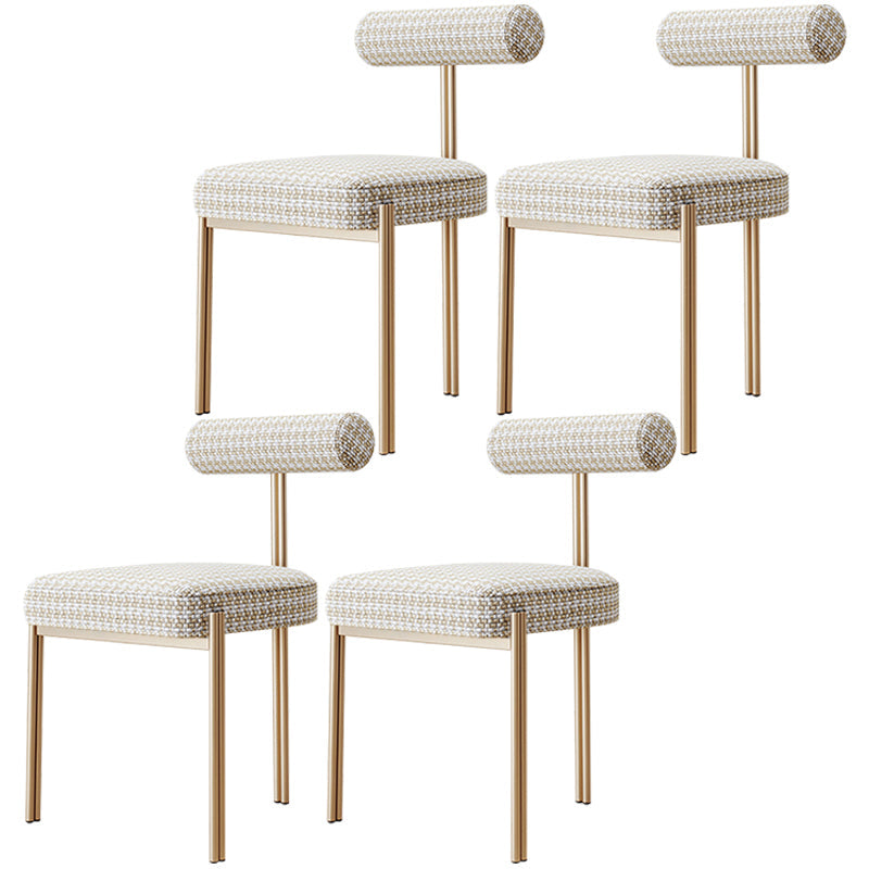 Nordic Flannelette Chair with Metal Base 32"H Open Back Dining Side Chair for Restaurant Camel 4 Piece Set Brass Gold Clearhalo ' kitchen&dining_furn' 'Dining Chairs' 'Dining Tables & Seating' 'dining_chair' 'furn' 'furn_dining_chair' 'Furniture' 'furniture_dining_chair' 'Kitchen & Dining Furniture' 'kitchen' 3574277