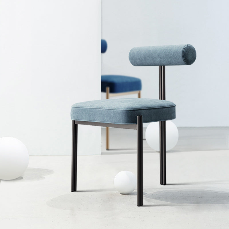 Nordic Flannelette Chair with Metal Base 32"H Open Back Dining Side Chair for Restaurant Light Blue 1 Piece Black Clearhalo ' kitchen&dining_furn' 'Dining Chairs' 'Dining Tables & Seating' 'dining_chair' 'furn' 'furn_dining_chair' 'Furniture' 'furniture_dining_chair' 'Kitchen & Dining Furniture' 'kitchen' 3574281