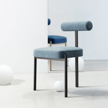 Nordic Flannelette Chair with Metal Base 32"H Open Back Dining Side Chair for Restaurant Light Blue 1 Piece Black Clearhalo ' kitchen&dining_furn' 'Dining Chairs' 'Dining Tables & Seating' 'dining_chair' 'furn' 'furn_dining_chair' 'Furniture' 'furniture_dining_chair' 'Kitchen & Dining Furniture' 'kitchen' 3574281