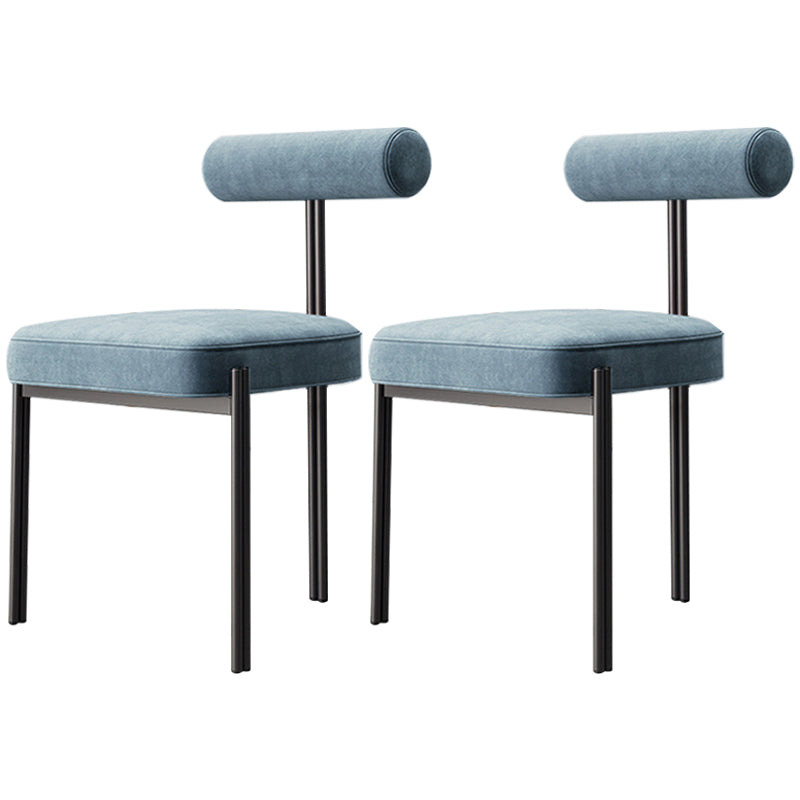 Nordic Flannelette Chair with Metal Base 32"H Open Back Dining Side Chair for Restaurant Light Blue 2 Piece Set Black Clearhalo ' kitchen&dining_furn' 'Dining Chairs' 'Dining Tables & Seating' 'dining_chair' 'furn' 'furn_dining_chair' 'Furniture' 'furniture_dining_chair' 'Kitchen & Dining Furniture' 'kitchen' 3574282