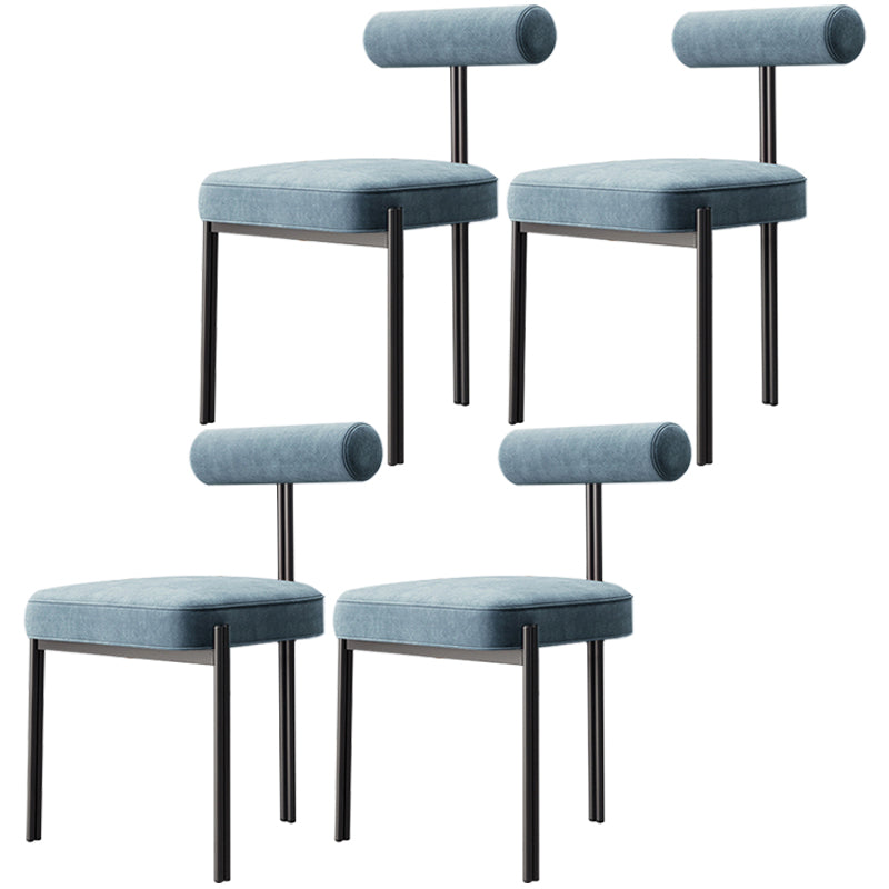 Nordic Flannelette Chair with Metal Base 32"H Open Back Dining Side Chair for Restaurant Light Blue 4 Piece Set Black Clearhalo ' kitchen&dining_furn' 'Dining Chairs' 'Dining Tables & Seating' 'dining_chair' 'furn' 'furn_dining_chair' 'Furniture' 'furniture_dining_chair' 'Kitchen & Dining Furniture' 'kitchen' 3574283