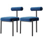 Nordic Flannelette Chair with Metal Base 32"H Open Back Dining Side Chair for Restaurant Dark Blue 2 Piece Set Black Clearhalo ' kitchen&dining_furn' 'Dining Chairs' 'Dining Tables & Seating' 'dining_chair' 'furn' 'furn_dining_chair' 'Furniture' 'furniture_dining_chair' 'Kitchen & Dining Furniture' 'kitchen' 3574285