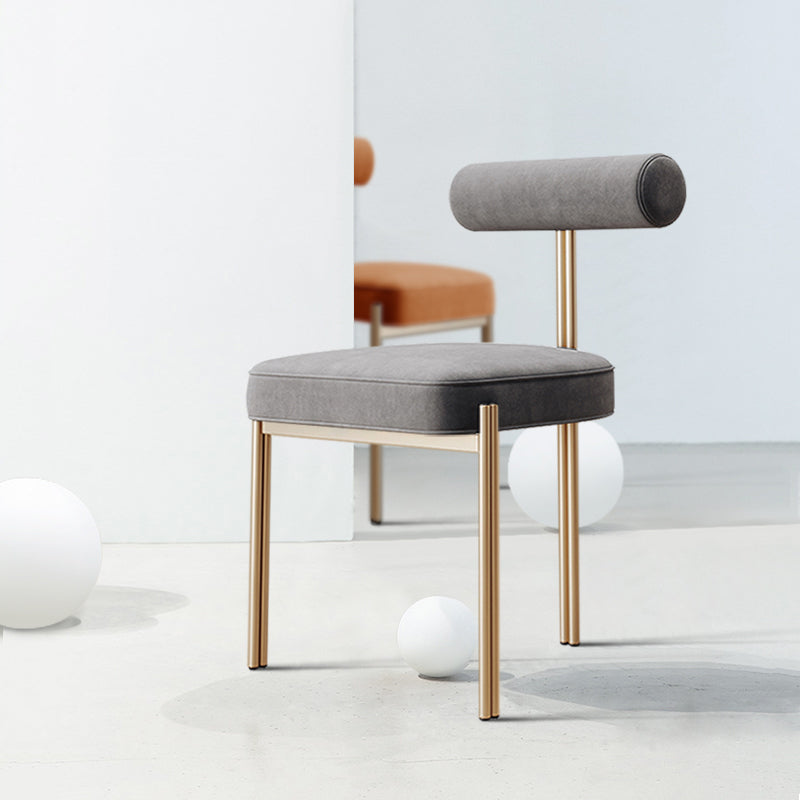 Nordic Flannelette Chair with Metal Base 32"H Open Back Dining Side Chair for Restaurant Grey 1 Piece Brass Gold Clearhalo ' kitchen&dining_furn' 'Dining Chairs' 'Dining Tables & Seating' 'dining_chair' 'furn' 'furn_dining_chair' 'Furniture' 'furniture_dining_chair' 'Kitchen & Dining Furniture' 'kitchen' 3574287