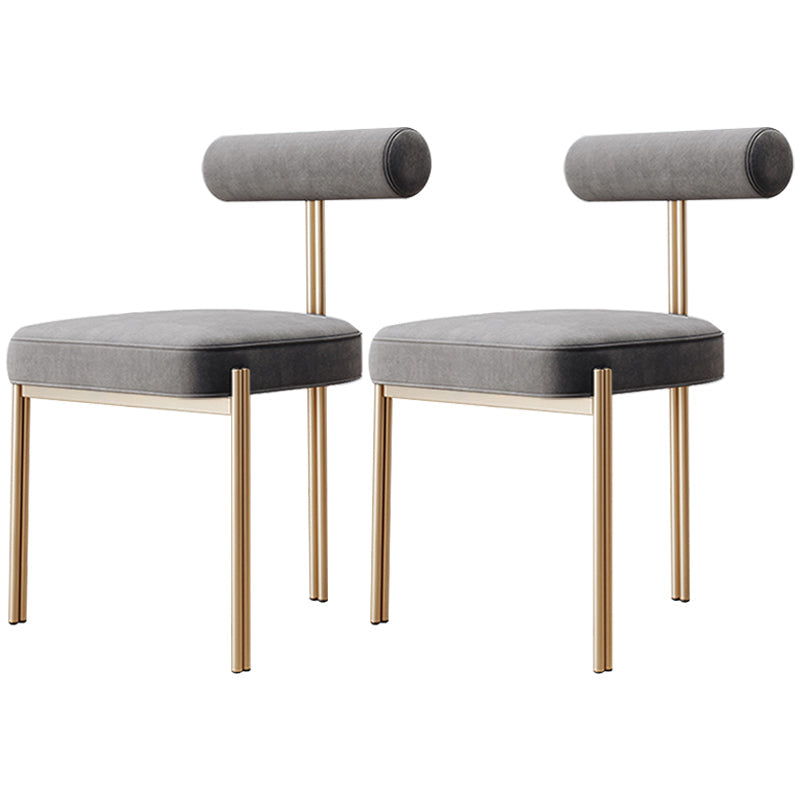 Nordic Flannelette Chair with Metal Base 32"H Open Back Dining Side Chair for Restaurant Grey 2 Piece Set Brass Gold Clearhalo ' kitchen&dining_furn' 'Dining Chairs' 'Dining Tables & Seating' 'dining_chair' 'furn' 'furn_dining_chair' 'Furniture' 'furniture_dining_chair' 'Kitchen & Dining Furniture' 'kitchen' 3574288