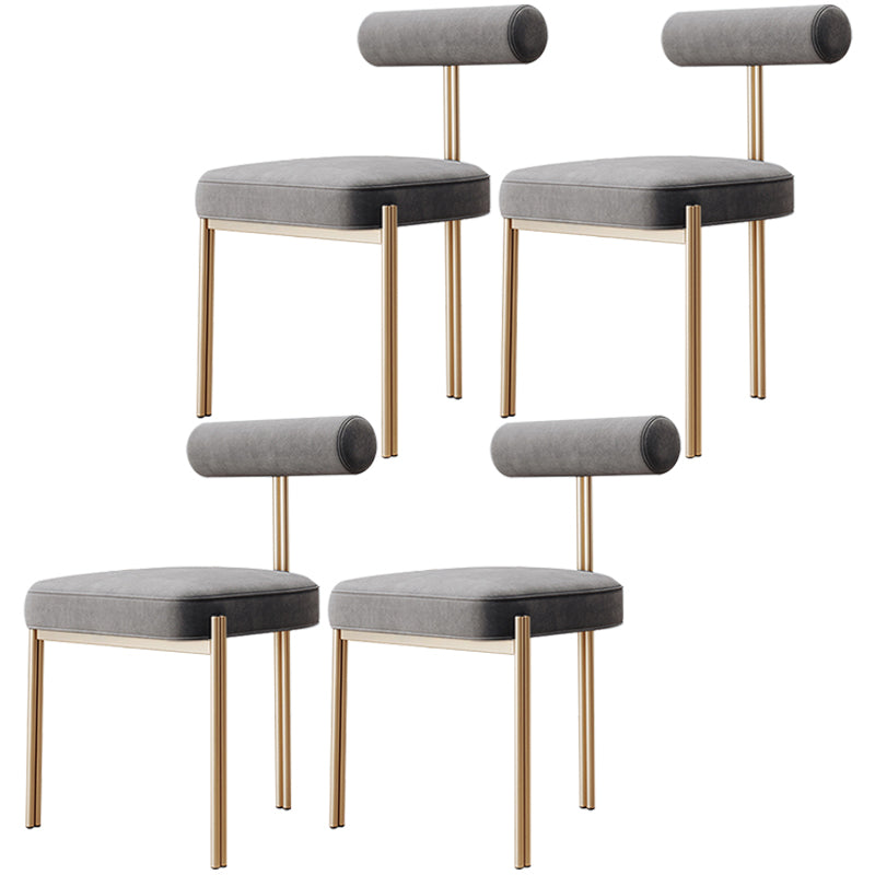 Nordic Flannelette Chair with Metal Base 32"H Open Back Dining Side Chair for Restaurant Grey 4 Piece Set Brass Gold Clearhalo ' kitchen&dining_furn' 'Dining Chairs' 'Dining Tables & Seating' 'dining_chair' 'furn' 'furn_dining_chair' 'Furniture' 'furniture_dining_chair' 'Kitchen & Dining Furniture' 'kitchen' 3574289