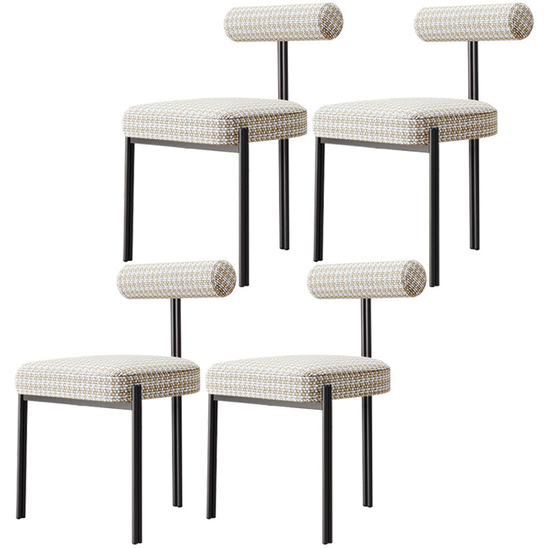 Nordic Flannelette Chair with Metal Base 32"H Open Back Dining Side Chair for Restaurant Camel 4 Piece Set Black Clearhalo ' kitchen&dining_furn' 'Dining Chairs' 'Dining Tables & Seating' 'dining_chair' 'furn' 'furn_dining_chair' 'Furniture' 'furniture_dining_chair' 'Kitchen & Dining Furniture' 'kitchen' 3574292