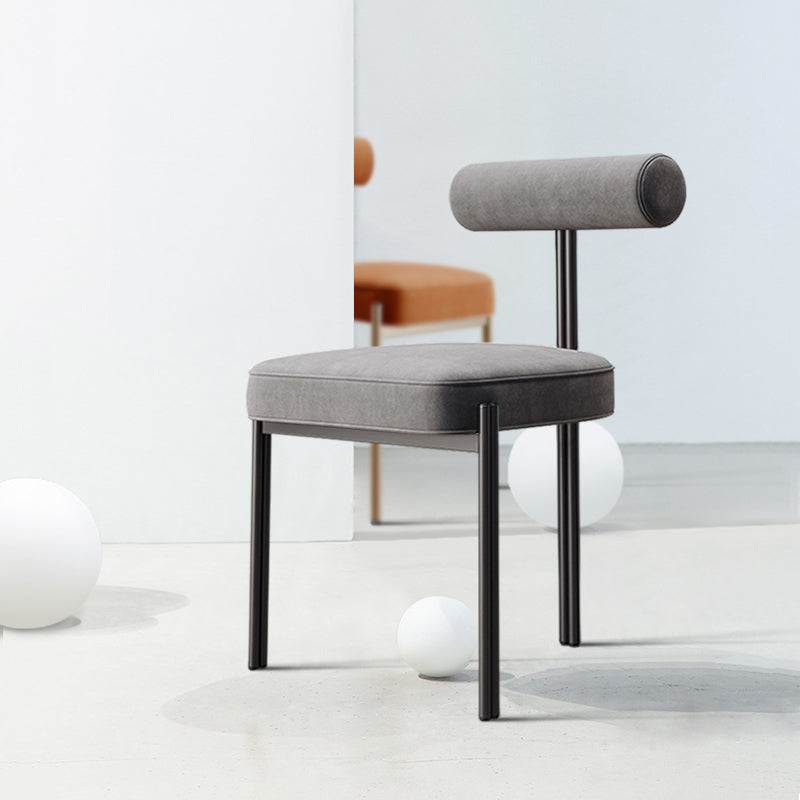 Nordic Flannelette Chair with Metal Base 32"H Open Back Dining Side Chair for Restaurant Grey 1 Piece Black Clearhalo ' kitchen&dining_furn' 'Dining Chairs' 'Dining Tables & Seating' 'dining_chair' 'furn' 'furn_dining_chair' 'Furniture' 'furniture_dining_chair' 'Kitchen & Dining Furniture' 'kitchen' 3574293