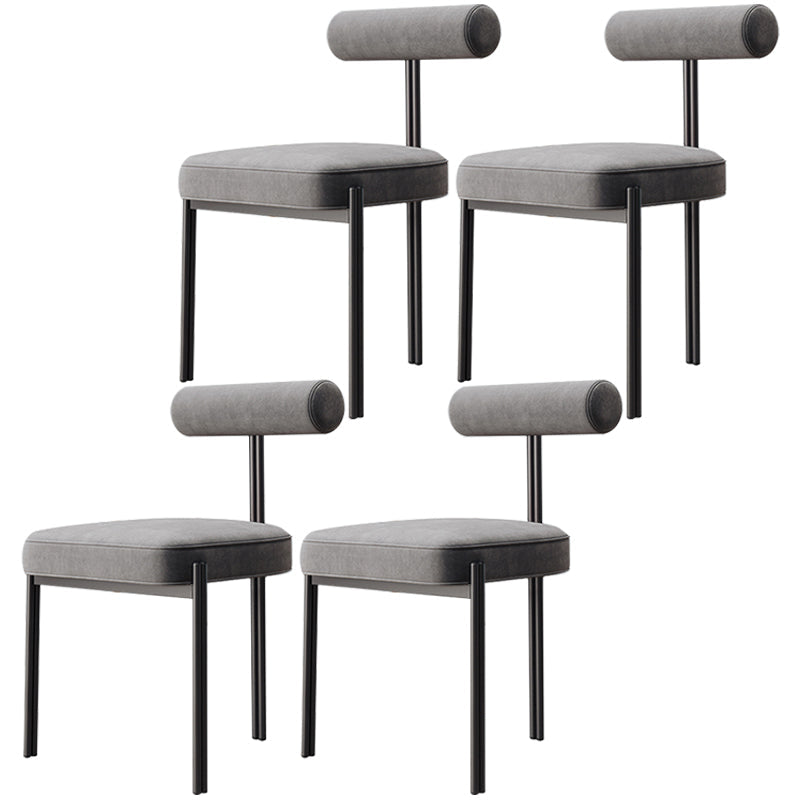 Nordic Flannelette Chair with Metal Base 32"H Open Back Dining Side Chair for Restaurant Grey 4 Piece Set Black Clearhalo ' kitchen&dining_furn' 'Dining Chairs' 'Dining Tables & Seating' 'dining_chair' 'furn' 'furn_dining_chair' 'Furniture' 'furniture_dining_chair' 'Kitchen & Dining Furniture' 'kitchen' 3574295