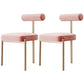 Nordic Flannelette Chair with Metal Base 32"H Open Back Dining Side Chair for Restaurant Pink 2 Piece Set Brass Gold Clearhalo ' kitchen&dining_furn' 'Dining Chairs' 'Dining Tables & Seating' 'dining_chair' 'furn' 'furn_dining_chair' 'Furniture' 'furniture_dining_chair' 'Kitchen & Dining Furniture' 'kitchen' 3574297