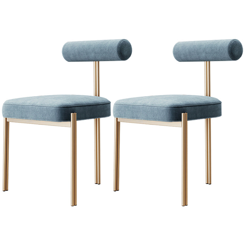 Nordic Flannelette Chair with Metal Base 32"H Open Back Dining Side Chair for Restaurant Light Blue 2 Piece Set Brass Gold Clearhalo ' kitchen&dining_furn' 'Dining Chairs' 'Dining Tables & Seating' 'dining_chair' 'furn' 'furn_dining_chair' 'Furniture' 'furniture_dining_chair' 'Kitchen & Dining Furniture' 'kitchen' 3574300