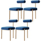 Nordic Flannelette Chair with Metal Base 32"H Open Back Dining Side Chair for Restaurant Dark Blue 4 Piece Set Brass Gold Clearhalo ' kitchen&dining_furn' 'Dining Chairs' 'Dining Tables & Seating' 'dining_chair' 'furn' 'furn_dining_chair' 'Furniture' 'furniture_dining_chair' 'Kitchen & Dining Furniture' 'kitchen' 3574310