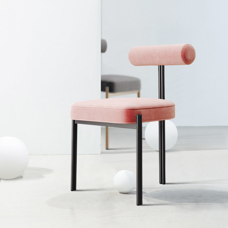 Nordic Flannelette Chair with Metal Base 32"H Open Back Dining Side Chair for Restaurant Pink 1 Piece Black Clearhalo ' kitchen&dining_furn' 'Dining Chairs' 'Dining Tables & Seating' 'dining_chair' 'furn' 'furn_dining_chair' 'Furniture' 'furniture_dining_chair' 'Kitchen & Dining Furniture' 'kitchen' 3574311