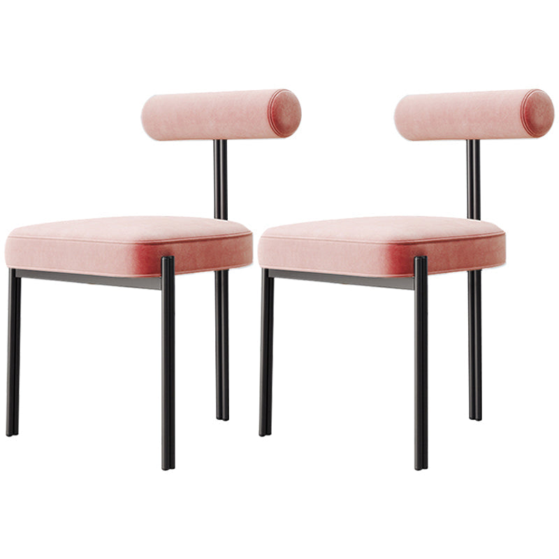 Nordic Flannelette Chair with Metal Base 32"H Open Back Dining Side Chair for Restaurant Pink 2 Piece Set Black Clearhalo ' kitchen&dining_furn' 'Dining Chairs' 'Dining Tables & Seating' 'dining_chair' 'furn' 'furn_dining_chair' 'Furniture' 'furniture_dining_chair' 'Kitchen & Dining Furniture' 'kitchen' 3574312