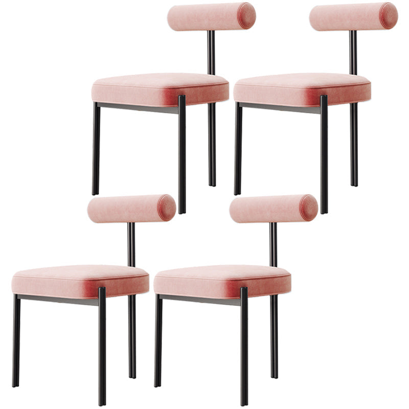 Nordic Flannelette Chair with Metal Base 32"H Open Back Dining Side Chair for Restaurant Pink 4 Piece Set Black Clearhalo ' kitchen&dining_furn' 'Dining Chairs' 'Dining Tables & Seating' 'dining_chair' 'furn' 'furn_dining_chair' 'Furniture' 'furniture_dining_chair' 'Kitchen & Dining Furniture' 'kitchen' 3574313
