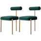 Nordic Flannelette Chair with Metal Base 32"H Open Back Dining Side Chair for Restaurant Green 2 Piece Set Brass Gold Clearhalo ' kitchen&dining_furn' 'Dining Chairs' 'Dining Tables & Seating' 'dining_chair' 'furn' 'furn_dining_chair' 'Furniture' 'furniture_dining_chair' 'Kitchen & Dining Furniture' 'kitchen' 3574318