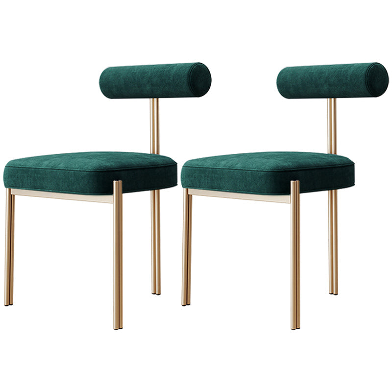 Nordic Flannelette Chair with Metal Base 32"H Open Back Dining Side Chair for Restaurant Green 2 Piece Set Brass Gold Clearhalo ' kitchen&dining_furn' 'Dining Chairs' 'Dining Tables & Seating' 'dining_chair' 'furn' 'furn_dining_chair' 'Furniture' 'furniture_dining_chair' 'Kitchen & Dining Furniture' 'kitchen' 3574318