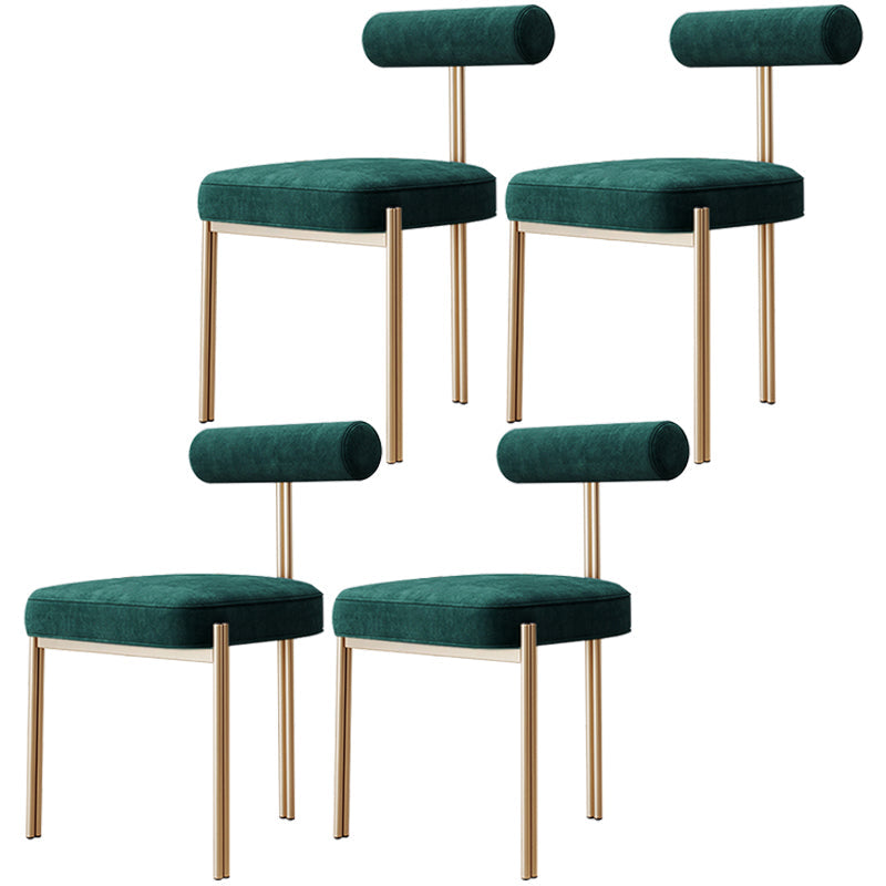 Nordic Flannelette Chair with Metal Base 32"H Open Back Dining Side Chair for Restaurant Green 4 Piece Set Brass Gold Clearhalo ' kitchen&dining_furn' 'Dining Chairs' 'Dining Tables & Seating' 'dining_chair' 'furn' 'furn_dining_chair' 'Furniture' 'furniture_dining_chair' 'Kitchen & Dining Furniture' 'kitchen' 3574319
