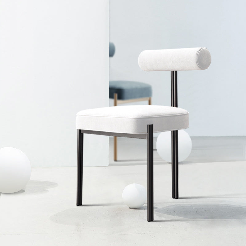 Nordic Flannelette Chair with Metal Base 32"H Open Back Dining Side Chair for Restaurant White 1 Piece Black Clearhalo ' kitchen&dining_furn' 'Dining Chairs' 'Dining Tables & Seating' 'dining_chair' 'furn' 'furn_dining_chair' 'Furniture' 'furniture_dining_chair' 'Kitchen & Dining Furniture' 'kitchen' 3574320