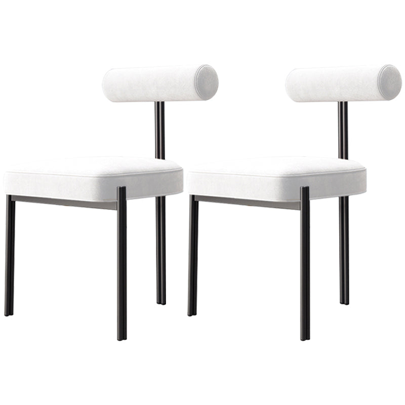 Nordic Flannelette Chair with Metal Base 32"H Open Back Dining Side Chair for Restaurant White 2 Piece Set Black Clearhalo ' kitchen&dining_furn' 'Dining Chairs' 'Dining Tables & Seating' 'dining_chair' 'furn' 'furn_dining_chair' 'Furniture' 'furniture_dining_chair' 'Kitchen & Dining Furniture' 'kitchen' 3574321