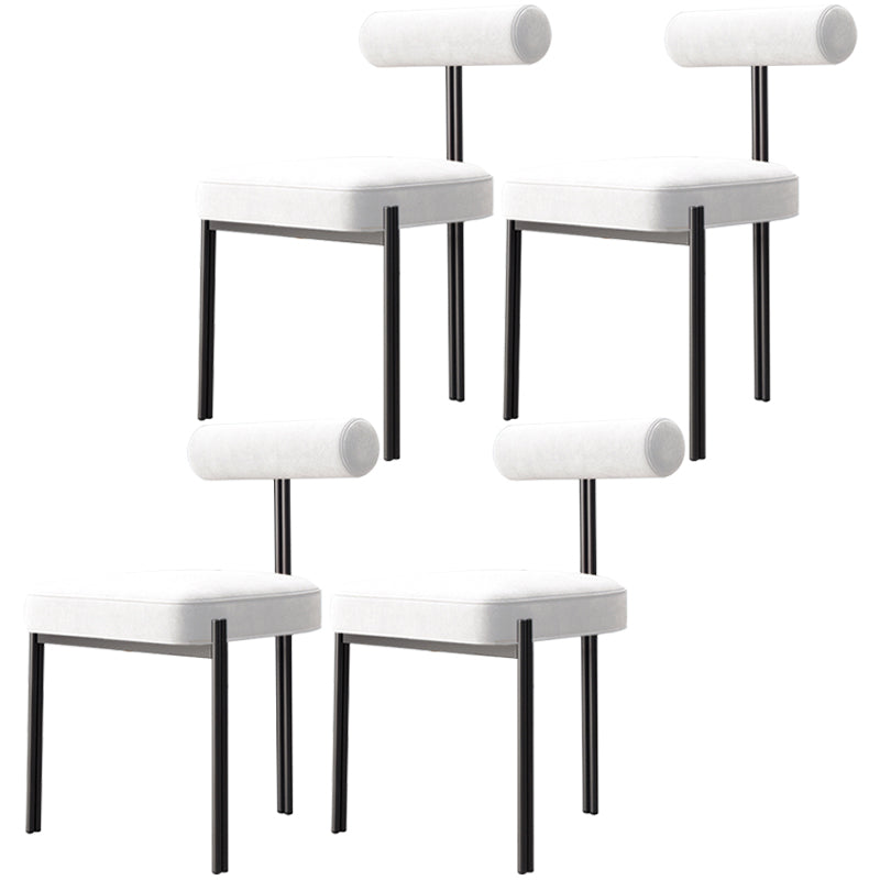 Nordic Flannelette Chair with Metal Base 32"H Open Back Dining Side Chair for Restaurant White 4 Piece Set Black Clearhalo ' kitchen&dining_furn' 'Dining Chairs' 'Dining Tables & Seating' 'dining_chair' 'furn' 'furn_dining_chair' 'Furniture' 'furniture_dining_chair' 'Kitchen & Dining Furniture' 'kitchen' 3574322