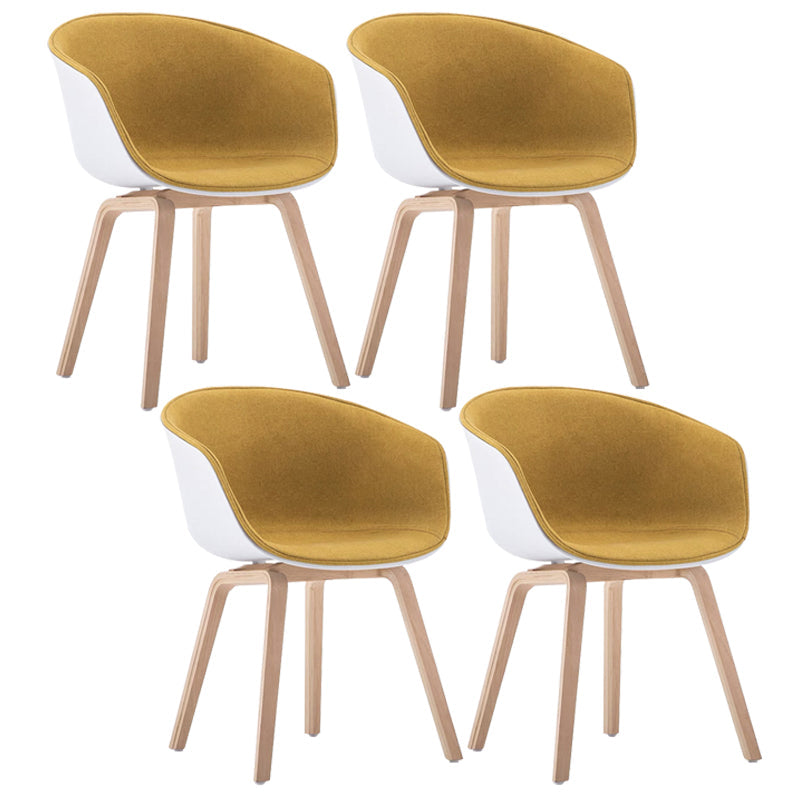 Scandinavian Home Arm Chair Indoor Wingback Plastic Dining Room Chair Set Yellow Fabric Set of 4 Clearhalo ' kitchen&dining_furn' 'Dining Chairs' 'Dining Tables & Seating' 'dining_chair' 'Furniture' 'furniture_dining_chair' 'Kitchen & Dining Furniture' 'kitchen' 3574328