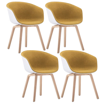 Scandinavian Home Arm Chair Indoor Wingback Plastic Dining Room Chair Set Yellow Fabric Set of 4 Clearhalo ' kitchen&dining_furn' 'Dining Chairs' 'Dining Tables & Seating' 'dining_chair' 'Furniture' 'furniture_dining_chair' 'Kitchen & Dining Furniture' 'kitchen' 3574328