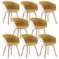 Scandinavian Home Arm Chair Indoor Wingback Plastic Dining Room Chair Set Yellow Fabric Set of 8 Clearhalo ' kitchen&dining_furn' 'Dining Chairs' 'Dining Tables & Seating' 'dining_chair' 'Furniture' 'furniture_dining_chair' 'Kitchen & Dining Furniture' 'kitchen' 3574329