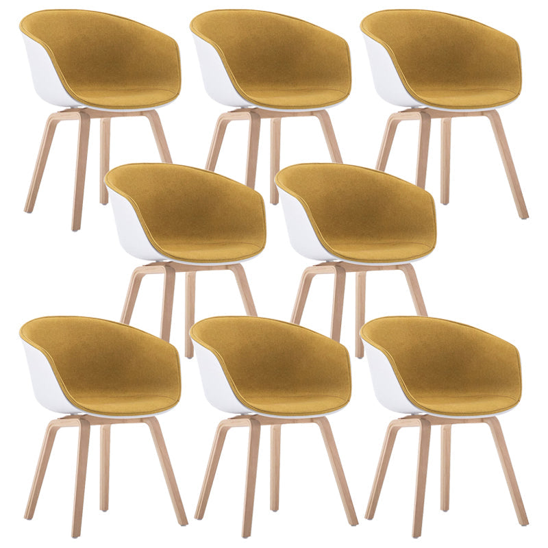 Scandinavian Home Arm Chair Indoor Wingback Plastic Dining Room Chair Set Yellow Fabric Set of 8 Clearhalo ' kitchen&dining_furn' 'Dining Chairs' 'Dining Tables & Seating' 'dining_chair' 'Furniture' 'furniture_dining_chair' 'Kitchen & Dining Furniture' 'kitchen' 3574329